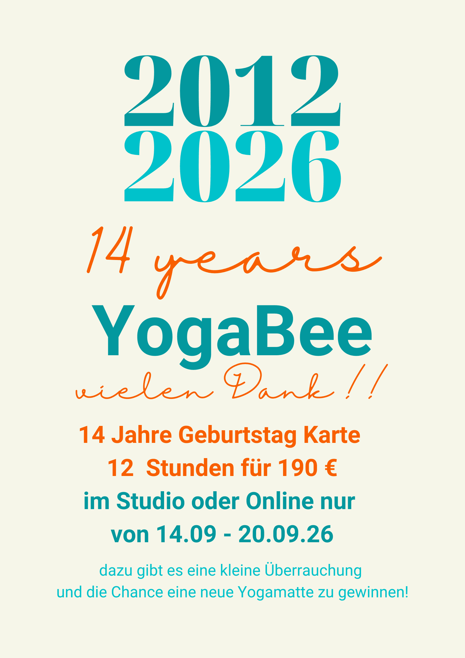 YogaBee wird 14!